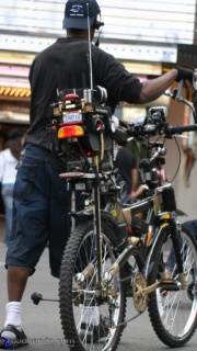 Tricked out bicycle: Now this is one trick ride. Check out the accessories...